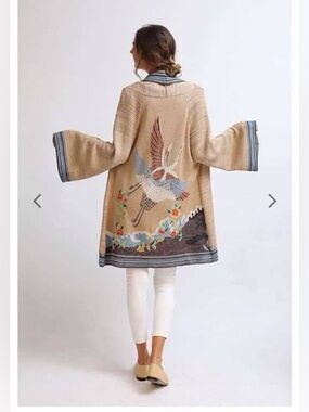 RARE Anthropologie Crane Cardigan Embroidered HWR HTF Unicorn Size Small/Medium